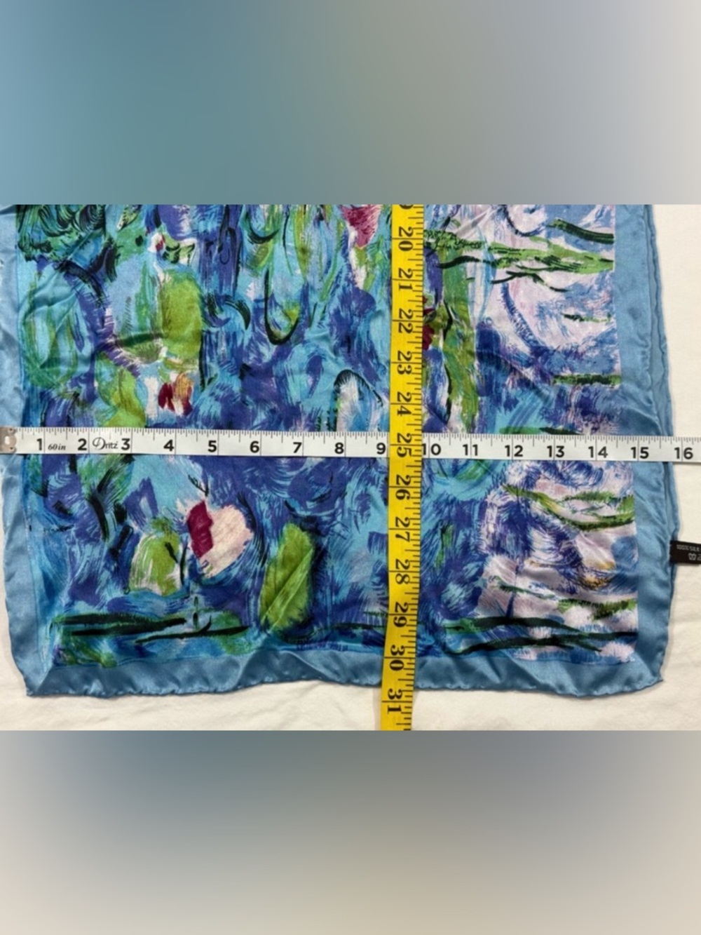 Claude Monet Water Lilies Silk Scarf Blue Museum Art Wrap 62” - Picture 9 of 9